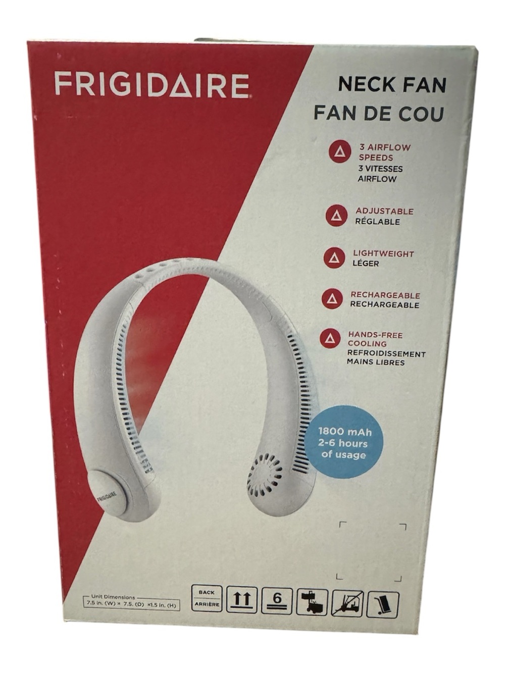 Frigidaire White Rechargeable Neck Fan - Hands-Free Cooling